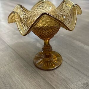 Amber Glass Compote Dish